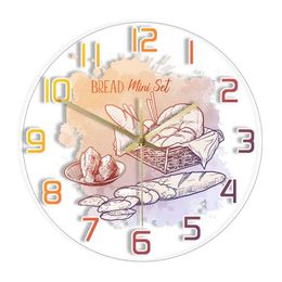 Wall Clocks Transparent Clock French Bread Theme Color Mute Acrylic Bakery Dedicated Decorative ClockWall ClocksWall