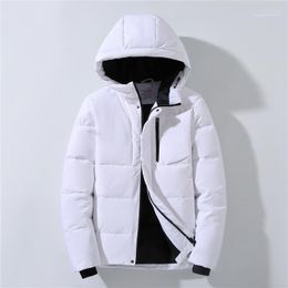 Men's Down & Parkas 2022 Men Winter Duck Jacket Waterproof Windproof Coat Solid Hooded Casual White Black Parka Outwear Clothing Phin22