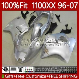 Injection Mould Fairings For HONDA Blackbird CBR1100 Silver new CBR 1100XX 1100 XX CC 96-07 114No.100 CBR1100XX 96 97 98 99 00 01 02 03 04 05 06 07 1100CC 1996 2007 Body