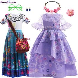 Encanto Cosplay Costume Girl Dress For Carnival Halloween Princess Party Clothes Charm Flower Ruffs Abito lungo Girl Dress H220801