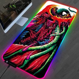 Mouse Pads & Wrist Rests Large RGB Gaming Pad XL CS GO Mousepad Gamer LED Lighting Hyper Beast Custom Rubber Mat For PC Computer 80 30cmMous