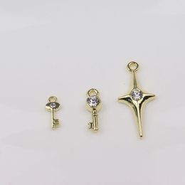Charms Eruifa 10pcs Key Star With Rhinestone Coin Zinc Alloy Necklace Earring Bracelet Jewellery DIY Handmade 3 StylesCharms