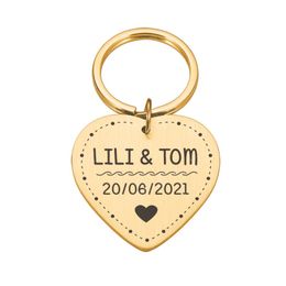 Valentine Gifts Personalised Keychain Original Keychains To Girlfriend Boyfriend Key Chain Engraved Name Date for Wedding