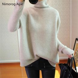 Autumn Winter knitting New Cashmere turtleneck Loose Plus Size fashion pullover women sweater 210203
