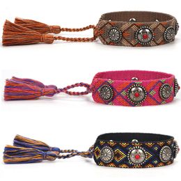 Handmade Braided Bracelets for Women Bohemian Style Woven Tassel Bracelet Knit Wrist Strap Drawstring Couple Wristband Female Jewellery