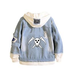 Men's Hoodies & Sweatshirts Anime Soul Eater Coat Teens Cowboy Cosplay Jacket Men Women Casual Denim Hooded Loose Cartoon HoodedMen's