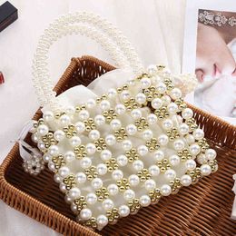 Evening Bags Pearl Beaded Women's Small Luxury Designer Handbag Wedding Evening Clutch Bag for Bridal Exquisite Banquet Party Purse X741h 220318