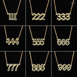 Chains 10pcs Fashion Stainless Steel Angel Numbers Necklace 111-999 Retro Digital Pendant WholesaleChains