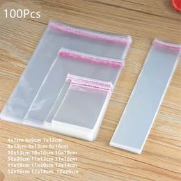 100Pcs Transparent Clear Plastic Self Adhesive Bag Sealing Jewellery Gift OPP Candy Packaging Cellophane 220427