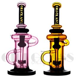 Cyclone Recycler Glass Bong Dab Rig 10.5" Vortex Tornado Percolator Colorful Bongs Water Pipes Oil Dab Rigs Quartz Banger Or Bowln dabber GiliGlass