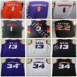 Top quality Devin 1 Booker Jersey Chris 3 Paul DeAndre 22 Ayton Purple Black White Retro Steve 13 Nash Charles 34 Barkley Basketball jerseys