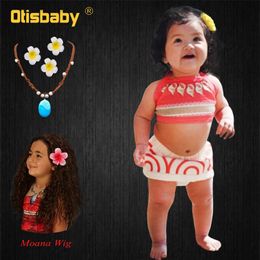 Summer Vaiana Baby Girl Dress Infant Birthday Party Moana Princess Fluffy Vintage Beach Kids Clothing Set 220507