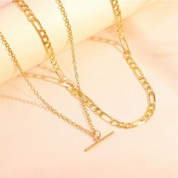 Caraquet Simple Toggle Clasps Pendant Necklace For Women Gold Color Layered Metal Choker Necklaces 2022 Fashion Jewelry Gifts Chains