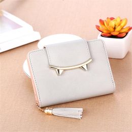 Wallets Women Short Mini Wallet Female Solid Color Arrival Hasp Thin Card Holder Small Fresh Student Buckle Coin PurseWallets
