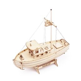 Wooden Ship Model Kit Sailboat Fishing Boat Building 3D Puzzle Assembly Wood DIY Mechanical Toy Desk Decoration For Kids Adults 220725