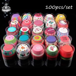 100pcsset cake topper DIY Cake Paper Cup Birthday party Wedding Family Gathering Making Cups supplies decorating tools Y200618