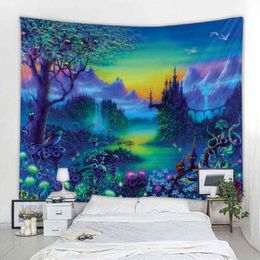 Fantasy Landscape Woods Tapestry Colorful Wall Rugs Mandala Boho For Home Decor And Dream Bedroom J220804