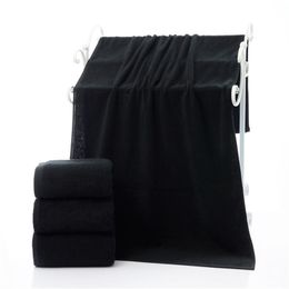 New 3Pieces Black Cotton Towel Set for Men toalla 2pc Face Washcloth Hand Towel 1pc Bath Towel Camping Shower Towels Bathroom T200915
