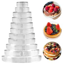 Stainless Steel Tart Mould Ring Tartlet Cake Mousse Moulds Cookies Pastry Circle Cutter Pie Perforated Heat Resistant baking tools 220601