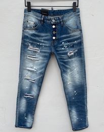 Italian fashion European and American men's casual jeans high-end washed hand polished quality optimized 090