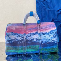 keepall Designer Luxury Handbags Bag Purse Laser Snow Mountain Pattern Duffle Bags Brilliant Colour Luggage Travel Bag Large Capacity Handbag 50*29cm