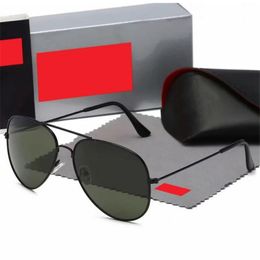 Marka Tasarımcısı Ray Sunglass Lüks Gözlük Erkek Kadın Pilot UV400 Gözlük Klasik Sürücü Güneş Gözlüğü Metal Çerçeve Cam Lens Orijinal Kutu