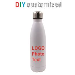 DIY 350500ML Cola Thermos Creative Gift Vacuum Bottle Customise Print Name Po Stainless Steel Double Walled Thermal Cup 220704