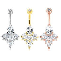 Simple Zircon Belly Button Rings for Women Gold/Silver Stainless Steel Navel Rings Body Piercing Jewellery Fashion Ornaments
