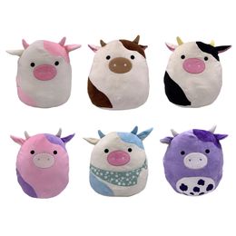 20cm Cute Cartoon Plush Pillow for Kids Girl Boys Kawaii Color Cotton Stuffed Cow Cushion Toys Gifts 220628