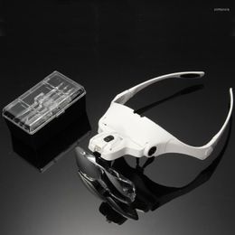 False Eyelashes 1set 5 Lens Loupe Headband Magnifying Glass Magnifier LED Light Glasses For Eyelash Extension Make Up Beauty ToolFalse