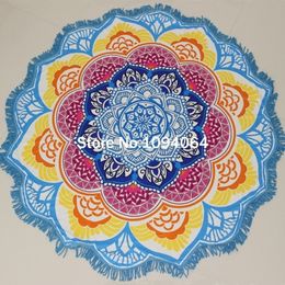 Tansel indiano mandala tapeçaria lótus impressa bohemian praia yoga mat bloco de sol redondo biquíni blanke y200324