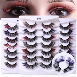 7 Pair/Set Fluffy Colored False Eyelashes Cosplay Party Eyes Makeup Soft Lashes Extension