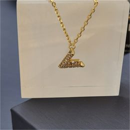 Simple Letter Pendant Necklaces Thin Chain Small Diamond Necklace Personality Trend Unisex Jewellery Necklaces