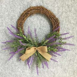 Romantic Simulation Door Wall Trim Flocking Lavender Wreath Ornaments Couple Christmas Wedding Decor Garland Hanging Flower 201006