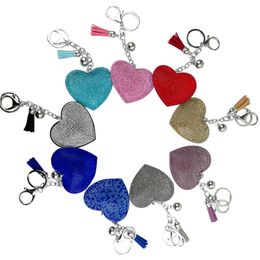 Diamond Heart Keychain Peach Heart Tassel Keychains Ladies Bag Decoration Pendant Jewellery Key Chain Keyring