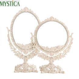 360 Rotating Women Makeup Mirror Vintage Floral Oval Round Handhold Princess Elegant Beauty espelho de maquiage Y200114