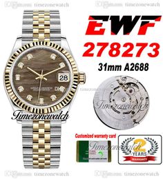 EWF 31mm 278273 A2688 Automatic Womens Ladies Watch Two Tone Yellow Gold MOP Diamond Dial JubileeSteel Bracelet Super Edition Same Serial Card Timezonewatch F6