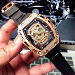 Watches Wristwatch Designer 2022 Skull Diamond Studded Sky Star Richa Milles Mens Fully Automatic Mechanical Watch Hollowed Out Personalized