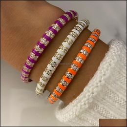 Charm Bracelets Gold Colour White Black Pink Orange Enamel Clear Cz Colorf Fashion Women Bangle Bracelet 2021 Drop Delivery Bdesybag Dhwx9