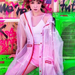 Stage Wear Hip Hop Dance Costumes Jacket Woman Embroidery Transparent Coat Streetwear Women'S Pole Dancing Clothing Show DT677Stage