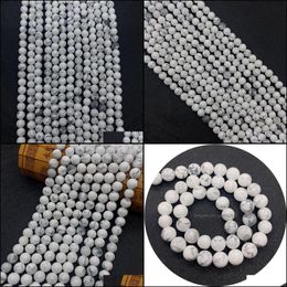 Arts And Crafts Arts Gifts Home Garden Natural Stones 6Mm 8Mm 10Mm Loose White Turquoise Stone Beads String Diy Bracelet A Dhviz