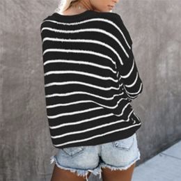 Knitted Sweater round Neck Stripe Sweater Women knit sweaters womens thin O neck pullover sweater 201204