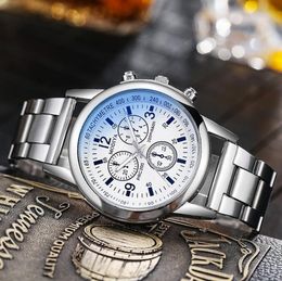 Fashion Mens Watches Luxury Stainless Steel Quartz Wrist Watch Three Dial Decoration Outdoor Quartz Wristwatch Clock