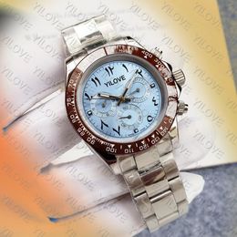 40mm Classic Men's Business Luxury Watch Coffee Color Bezel Waterproof Shock Resistant 904L Stainless Steel Clock All Dial Working Blue Dial Mechanical Wristwatch
