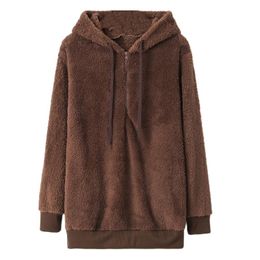 Women's Hoodies & Sweatshirts Womens Autumn Winter Fuzzy Sweatshirt 1/4 Zip Up Plush Pullover Tops Cosy Oversized Fluffy Coat With PocketsWo