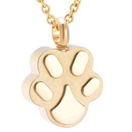 Paw IJD9292 Shape Stainless Steel Cremation Pendant Necklace Pet Memory Funeral Ashes Keepsake Urn Necklace Jewelry229n