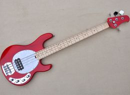 4 Strings Red Electric Bass Guitar with Maple Fretboard