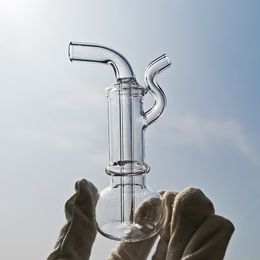 Clear 3.9 inch Hookahs Dab Rig Bong Water Pipes Mini smoking Glass Bowl Shisha Oil Burner Pipe Percolater Bubbler Pipes Ash Catchers for Small Pot Recycler 10mm