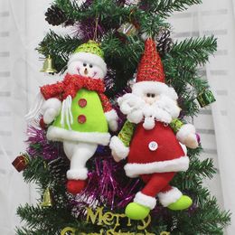 Merry Christmas Ornaments Gift Santa Claus Snowman Tree Cloth Toy Doll 26x10CM Christmas Hang Decorations Kids Favour Gift Toys 201027