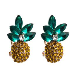 Dangle & Chandelier Fashionable Summer Earrings With Colourful Stone Cute Fruit Pineapple Women Boho Crystal Pendant Earring Party